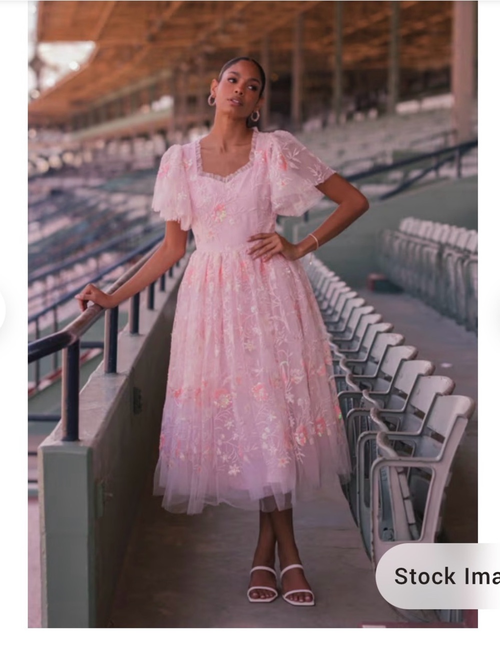 JessaKae Layla Soft Pink Embroidered Tulle Midi Dress